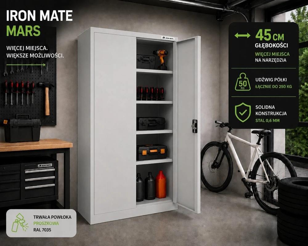 Iron Mate MARS Metalinis garažo spintelis 185 x 90 x 45 Pilkas RAL7035