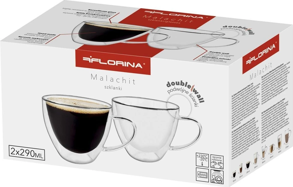 Botti Dvigubo stiklo puodeliai FLORINA 3K6603, 270 ml, 2 vnt.
