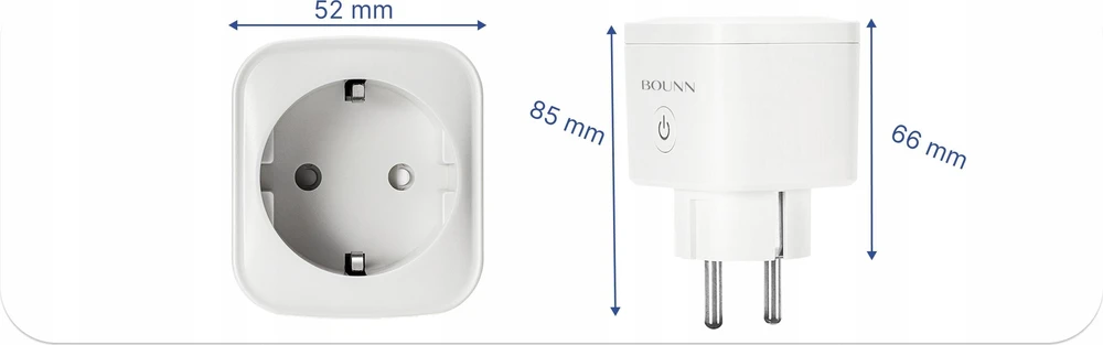 Bounn Bounn Smart elektros lizdo vatmetras su WIFI Tuya EU02