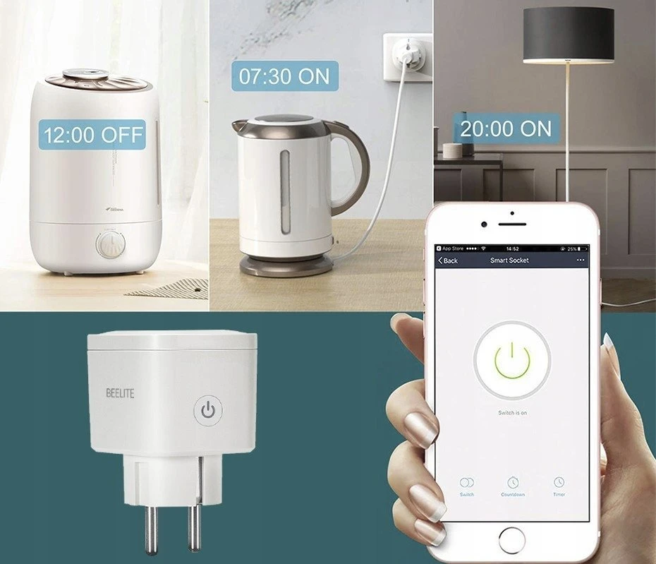Bounn Bounn Smart elektros lizdo vatmetras su WIFI Tuya EU02