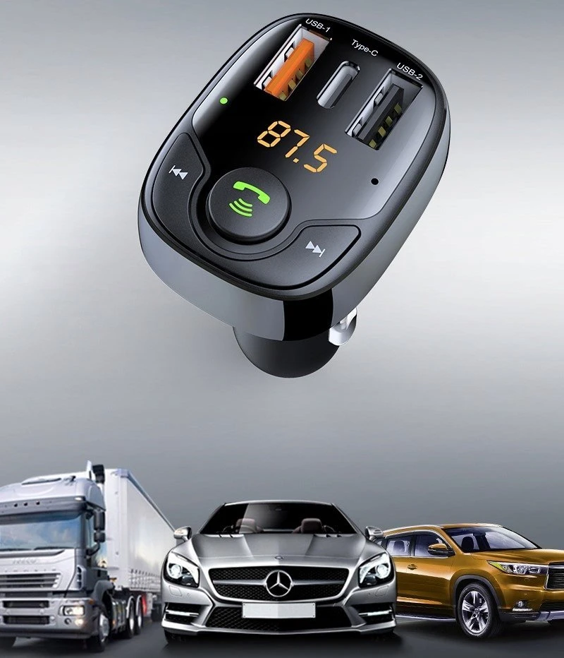 Bounn Charger USB automobilinis įkroviklis QC3.0+TYPE C 3A+USB 1A