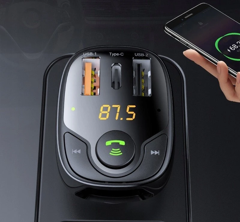 Bounn Charger USB automobilinis įkroviklis QC3.0+TYPE C 3A+USB 1A