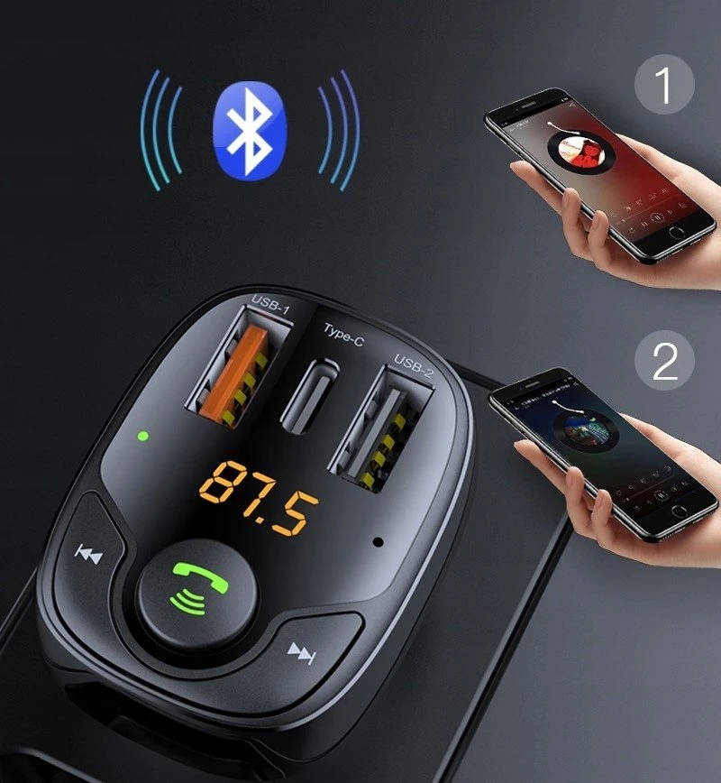 Bounn Charger USB automobilinis įkroviklis QC3.0+TYPE C 3A+USB 1A