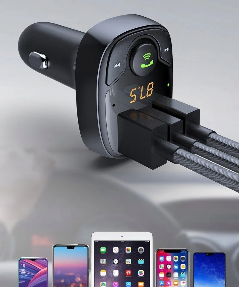 Bounn Charger USB automobilinis įkroviklis QC3.0+TYPE C 3A+USB 1A