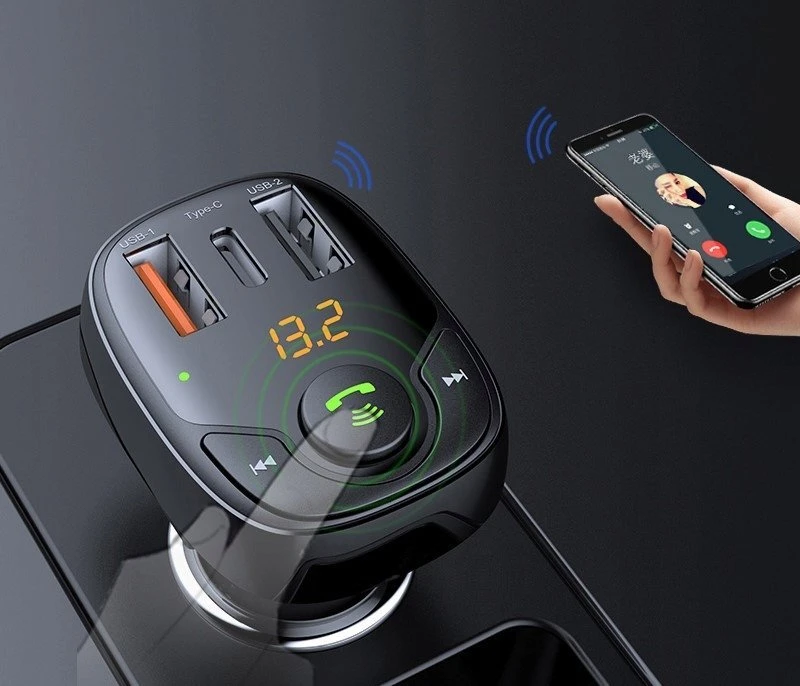 Bounn Charger USB automobilinis įkroviklis QC3.0+TYPE C 3A+USB 1A