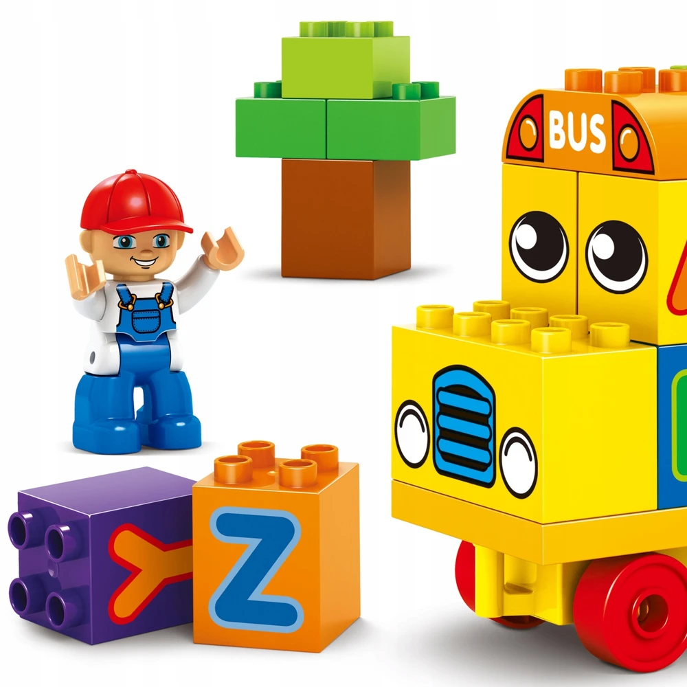 Bounn STATYBINIAI KLAKAI MOKYMOSIOS AUTOBUSOS TRANSPORTO PRIEMONĖS 53 ELEMENTAI. LAIŠKAI VAIKAMS