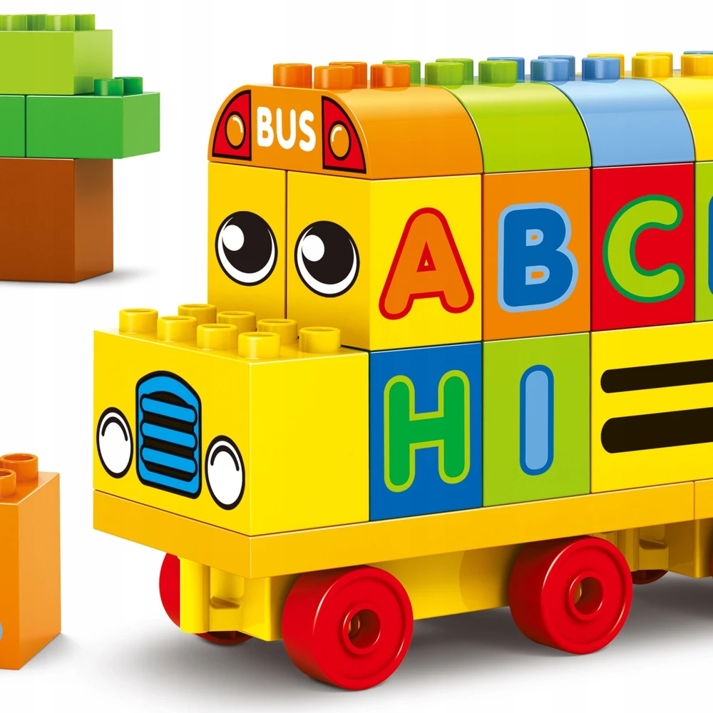 Bounn STATYBINIAI KLAKAI MOKYMOSIOS AUTOBUSOS TRANSPORTO PRIEMONĖS 53 ELEMENTAI. LAIŠKAI VAIKAMS