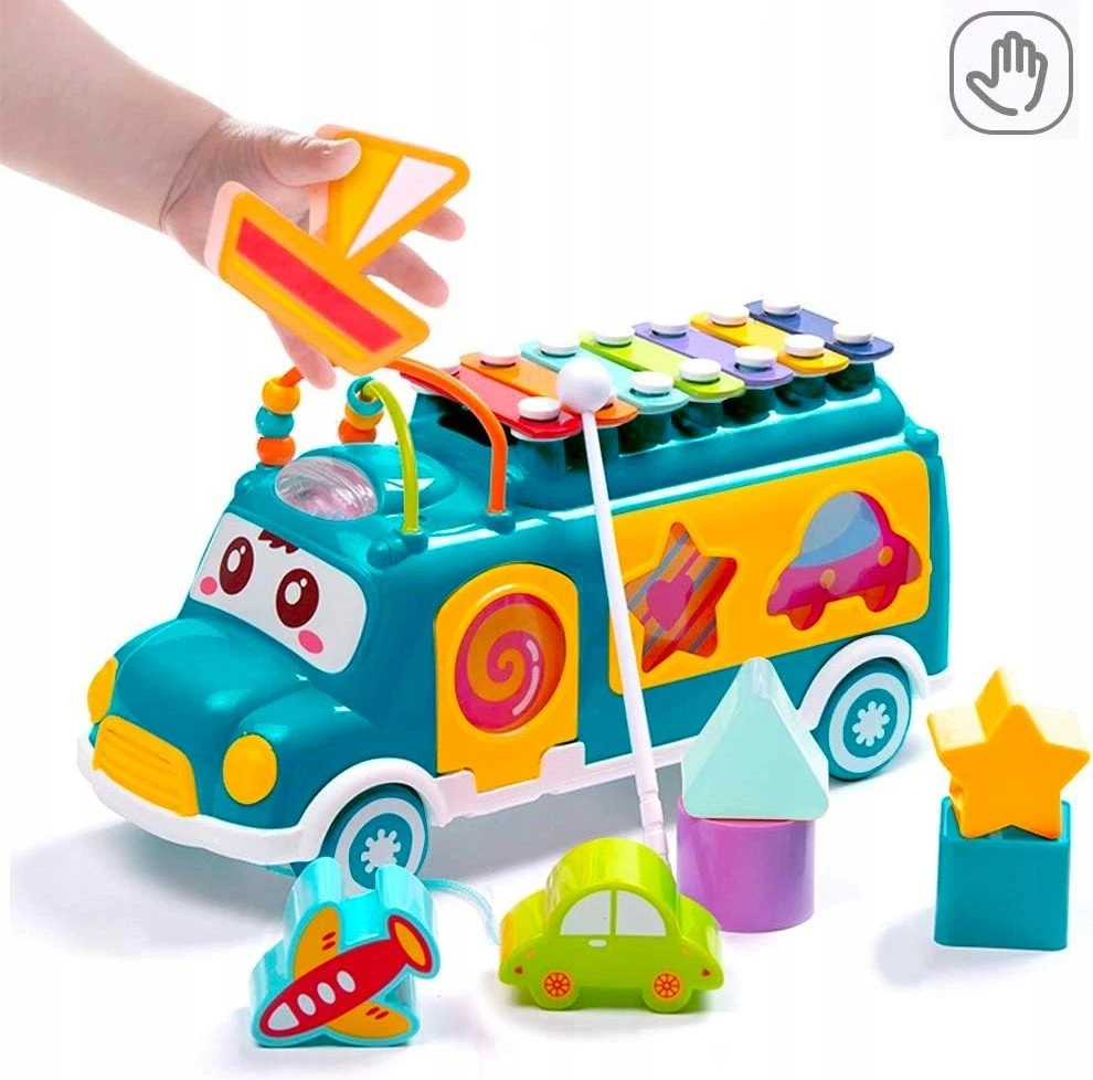 Bounn Cymbałki Sorter Konik Samochodzik Muzyczny Dla Dzieci Žalias