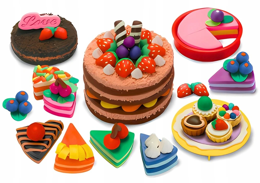 Bounn Plastilino rinkinys gimtadienio tortas 10 spalvų + formelės