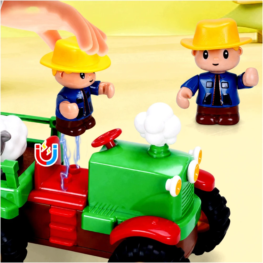 Bounn Traktorius Farmer su priekaba ir gyvūnėliais šviesa garsai (HN207103)