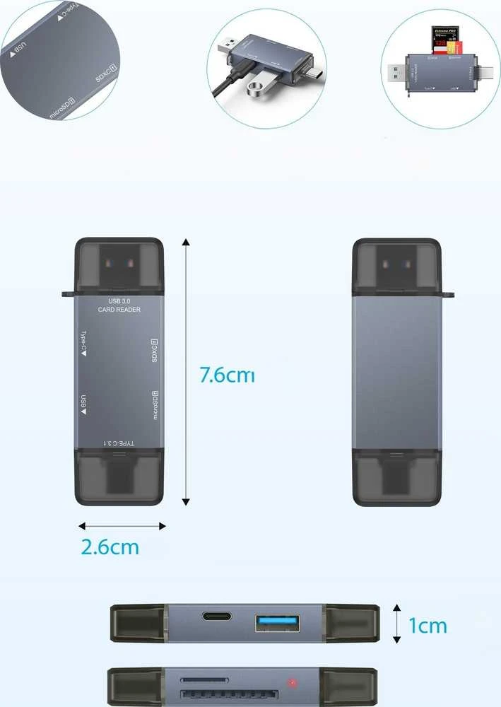 Skaitytuvas Bounn Skaitytuvas kart pamiÄci USB USB-C 3.0 hub PRO 6w1 SD/MicroSD