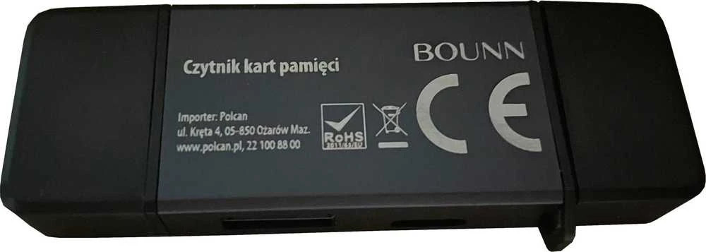 Bounn USB kortelių skaitytuvas – galinės pusės vaizdas