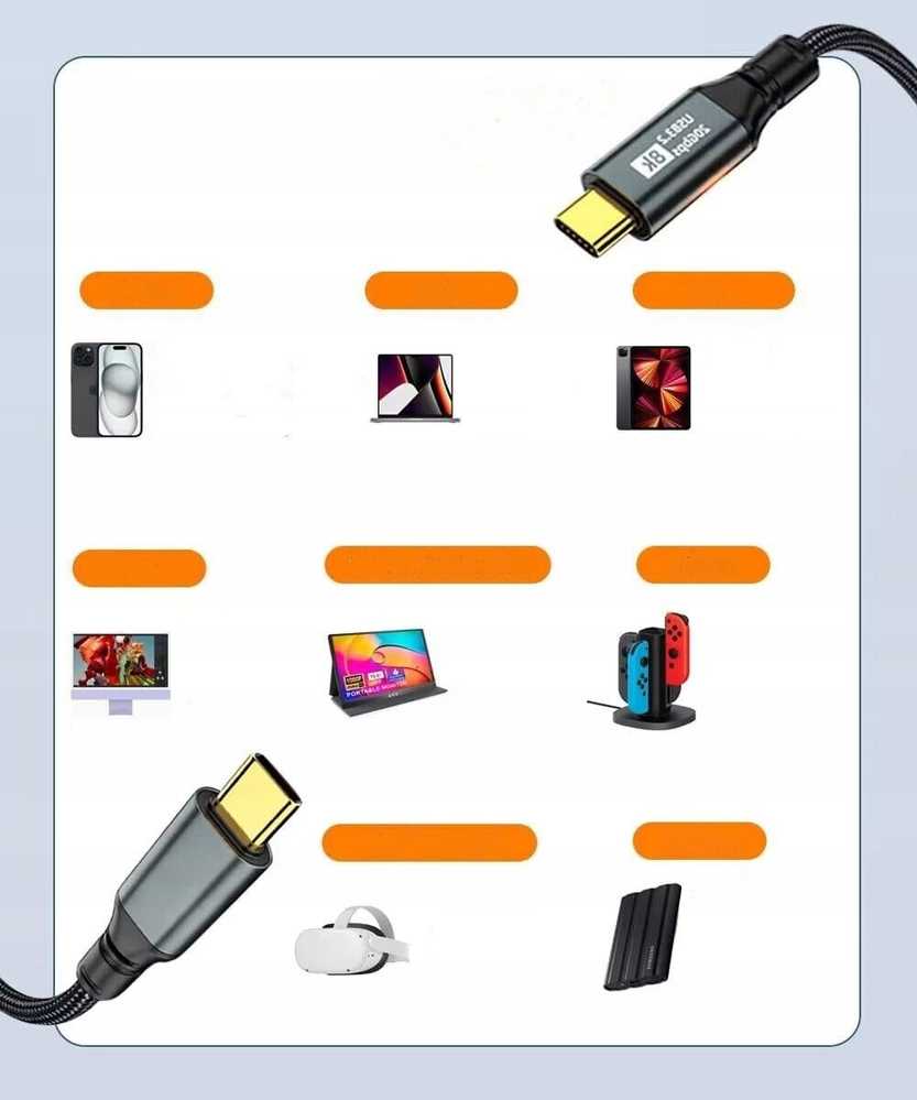 USB kabelis Bounn USB-C - USB-C 2 m juodas (JL-8KC2220-2M)