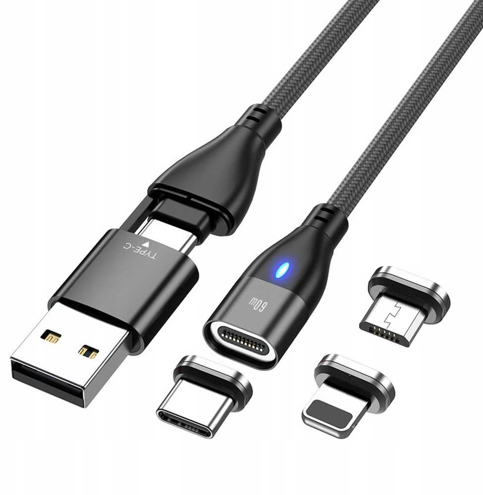 USB kabelis Bounn USB-C - USB-C + microUSB + Lightning 3 m juodas (N942)