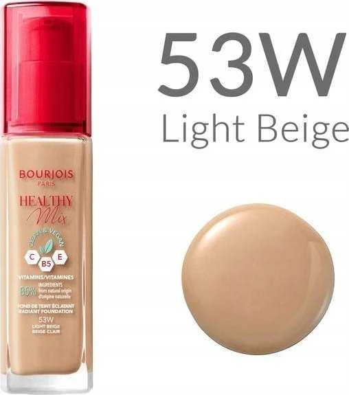 Makiažo pagrindas ,,Bourjois Healthy Mix Radiant Foundation", spalva: 53W Light Beige, 30ml