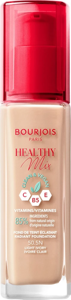 Makiažo pagrindas ,,Bourjois Healthy Mix Radiant Foundation", spalva: 50.5N Light Ivory, 30ml