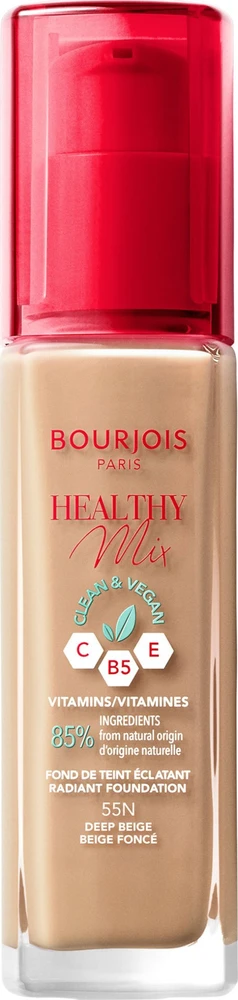 Makiažo pagrindas ,,Bourjois Healthy Mix Radiant Foundation", spalva: 55 Deep Beige, 30ml