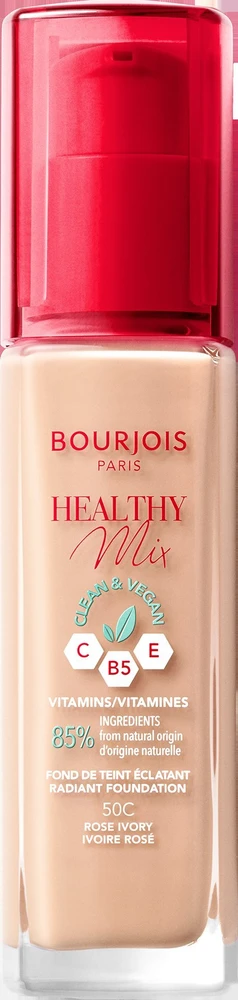 Makiažo pagrindas ,,Bourjois Healthy Mix Radiant Foundation", spalva: 50C Rose Ivory, 30ml