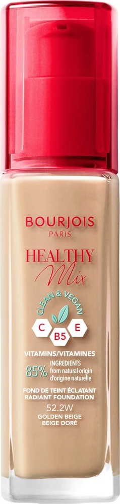 Makiažo pagrindas ,,Bourjois Healthy Mix Radiant Foundation", spalva: 52.2W Golden Beige, 30ml