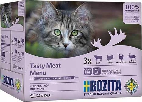 Bozita kačių ėdalo gabaliukai padaže su mėsa Multibox - šlapias kačių ėdalas - 12 x 85 g