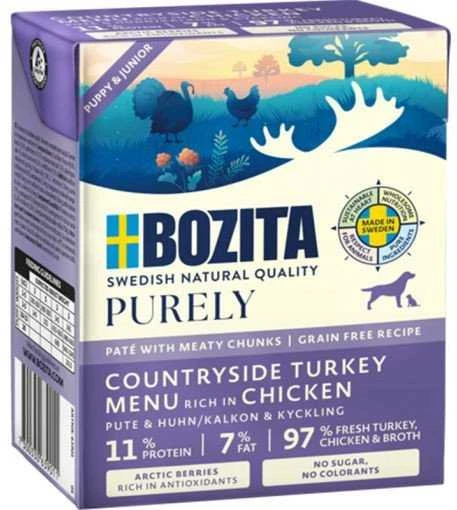 BOZITA Purely Paté Duoprotein Junior vištiena and kalakutiena - wet dog food - 370g