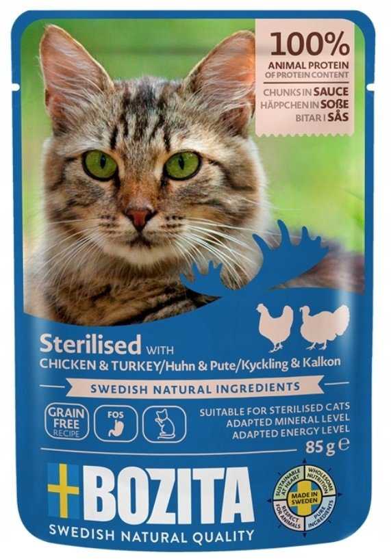 Bozita Sterilised vištiena & kalakutiena In Sauce maistas mokra 85g