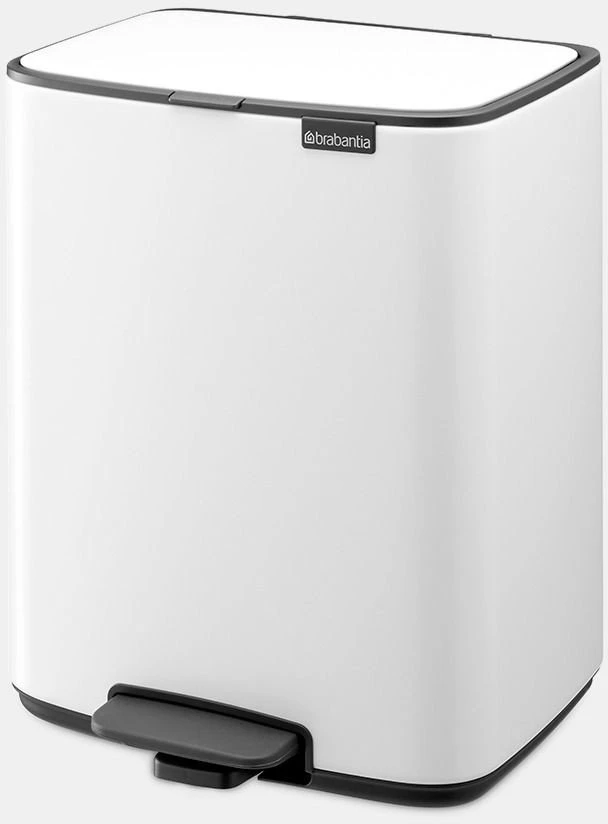Brabantia Bo šiukšliadėžė su pedalu, 12 l, balta
