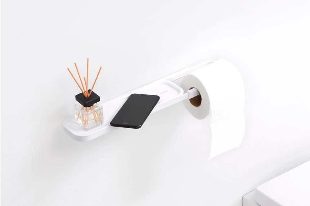 Brabantia tualetes papīra turētājs ar plauktu MindSet, mineral fresh baltas