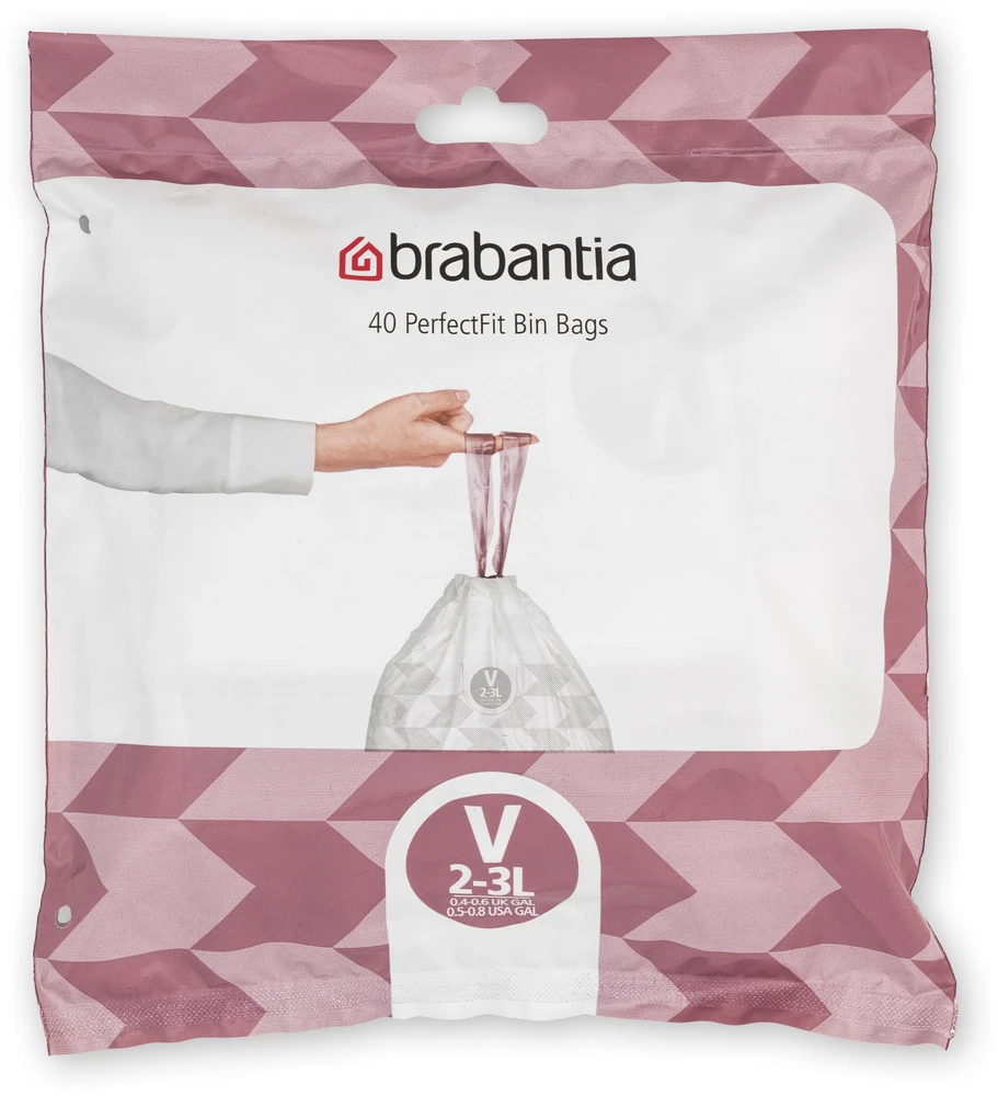 Brabantia Šiukšlių maišeliai V 2-3 L (dalytuve 40 maišelių)