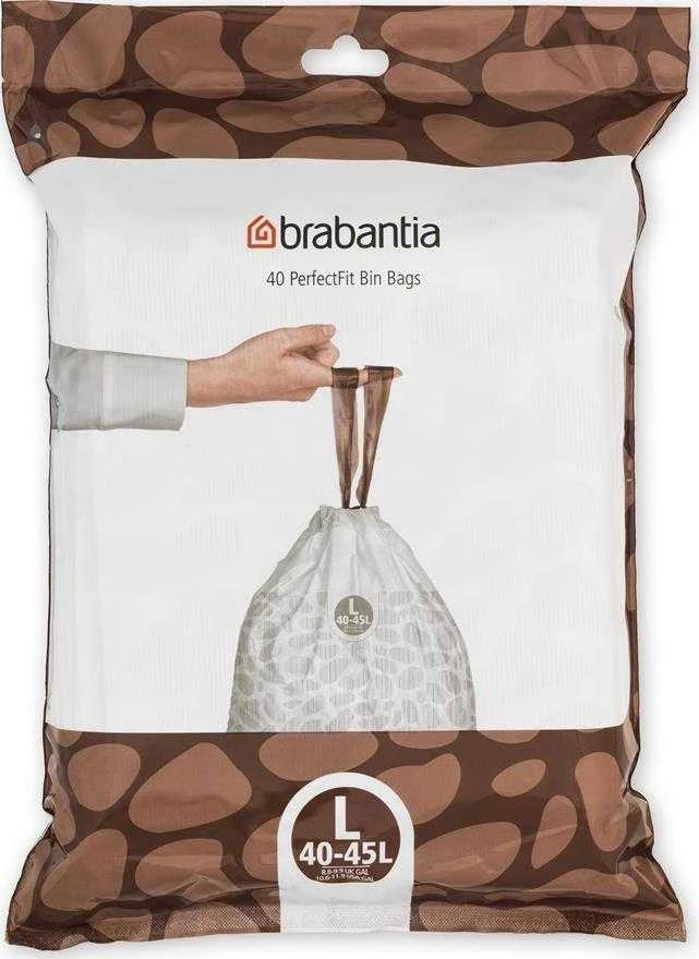 Brabantia atkritumu tvertnes ieliktņi L, 40-45l, 40 maisi rullītī, balts