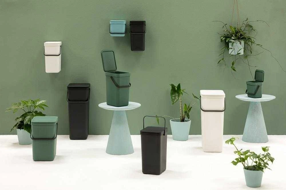 Brabantia „SORT & GO“ šiukšliadėžė, 40 l, stačiakampė, pilka, 267 mm, 341 mm, 620 mm