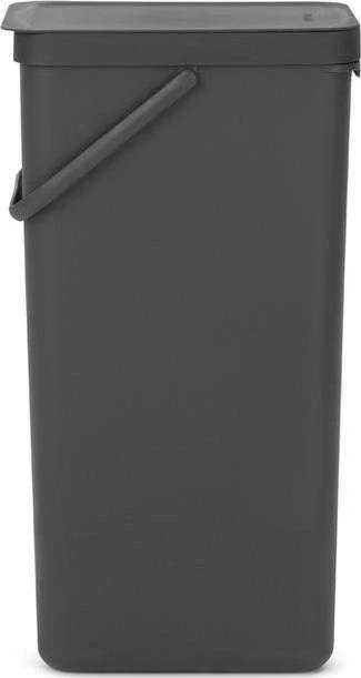 Brabantia „SORT & GO“ šiukšliadėžė, 40 l, stačiakampė, pilka, 267 mm, 341 mm, 620 mm