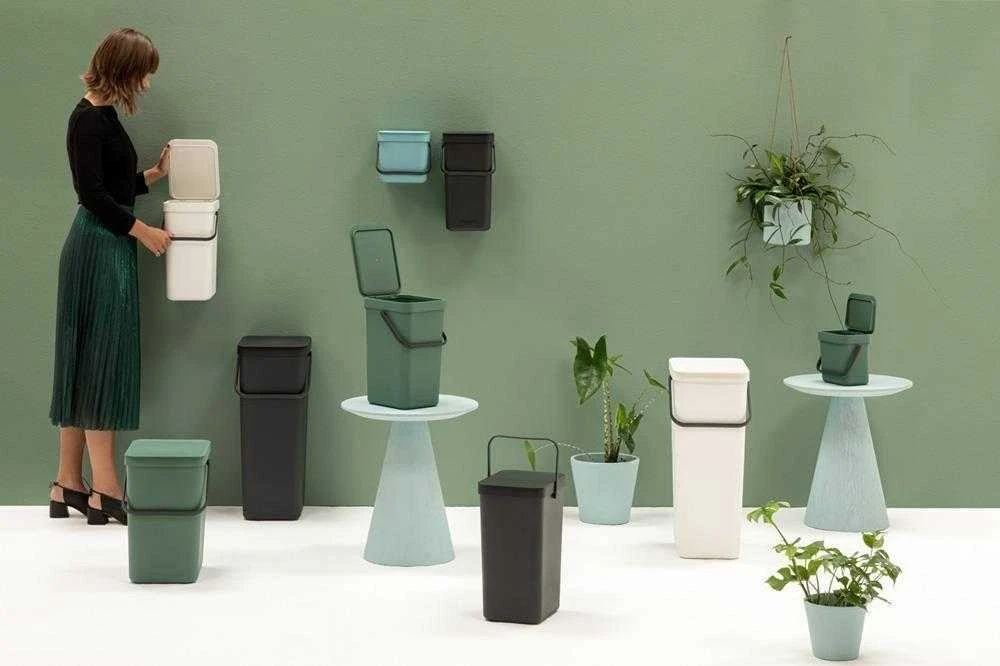 Brabantia „SORT & GO“ šiukšliadėžė, 40 l, stačiakampė, pilka, 267 mm, 341 mm, 620 mm