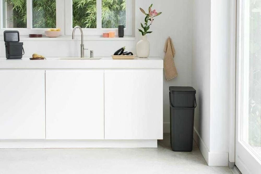 Brabantia „SORT & GO“ šiukšliadėžė, 40 l, stačiakampė, pilka, 267 mm, 341 mm, 620 mm