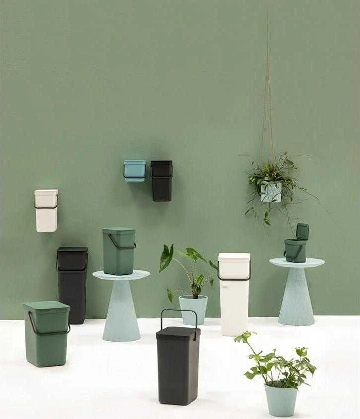 Brabantia „SORT & GO“ šiukšliadėžė, 40 l, stačiakampė, pilka, 267 mm, 341 mm, 620 mm