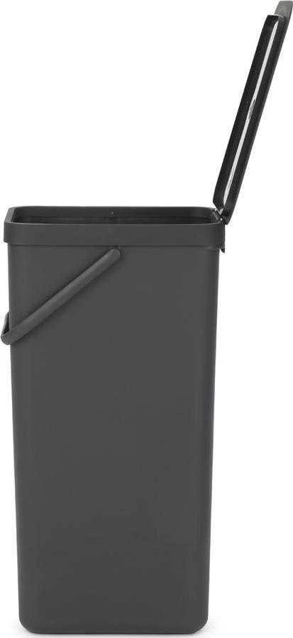 Brabantia „SORT & GO“ šiukšliadėžė, 40 l, stačiakampė, pilka, 267 mm, 341 mm, 620 mm