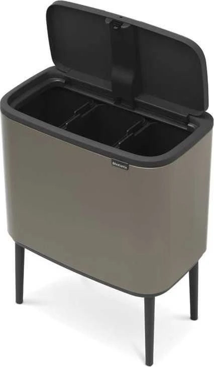 Šiukšlių dėžė Brabantia Bo Touch, 3 x 11 l, Platinos spalvos