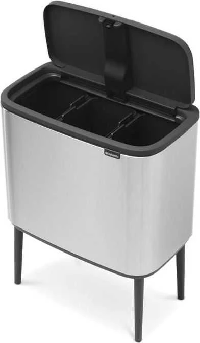 Šiukšlių dėžė Brabantia Bo Touch, 3 x 11 l, Matinė plieno spalvos