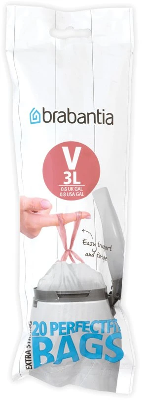 Brabantia Šiukšlių maišai V 2-3L (rit. 20vnt.) - Baltas