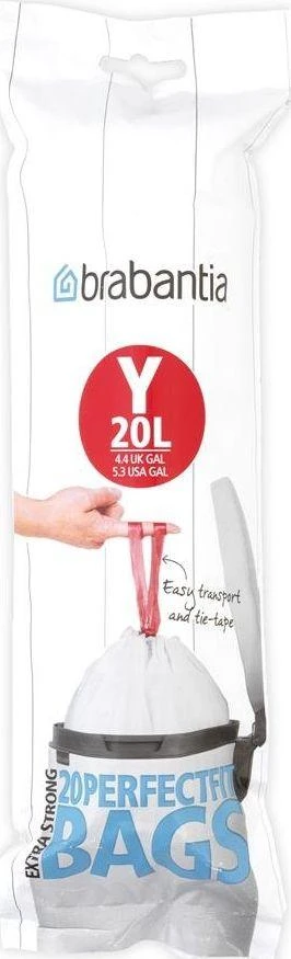 Brabantia atkritumu tvertnes ielikņi Y, 20l, 20 maisi rullītī, balti