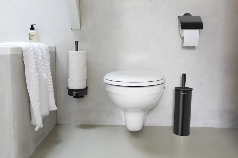 Brabantia WC šepetys su laikikliu, juodas