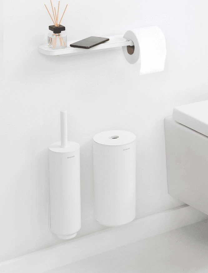 Brabantia tualetes papīra turētājs ar plauktu MindSet, mineral fresh baltas
