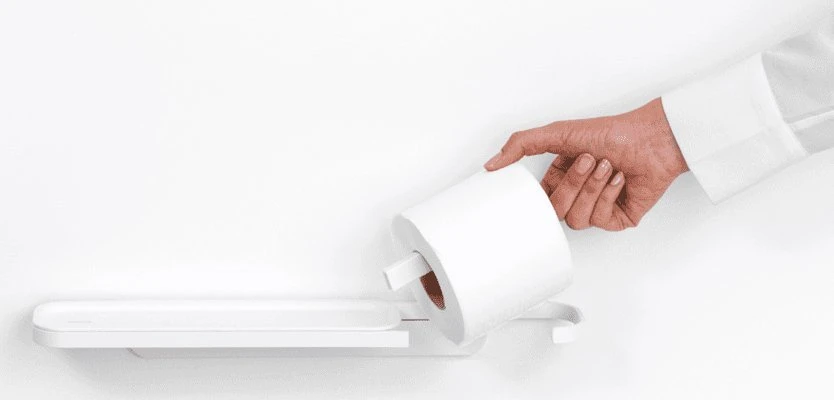 Brabantia tualetes papīra turētājs ar plauktu MindSet, mineral fresh baltas