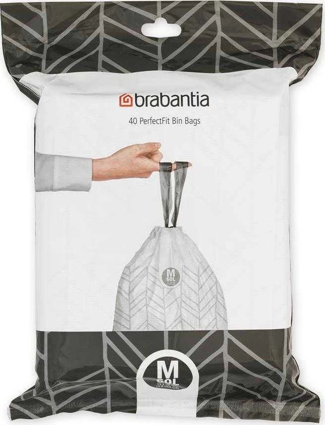 Brabantia atkritumu tvertnes ieliktņi M, 60l, 40 maisi rullītī, balts