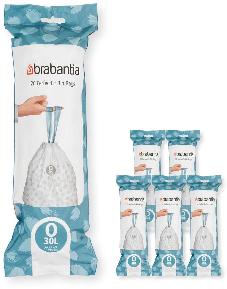 Brabantia Šiukšlių maišai PerfectFit dydis O 30L 120 vnt. 6x20 138485