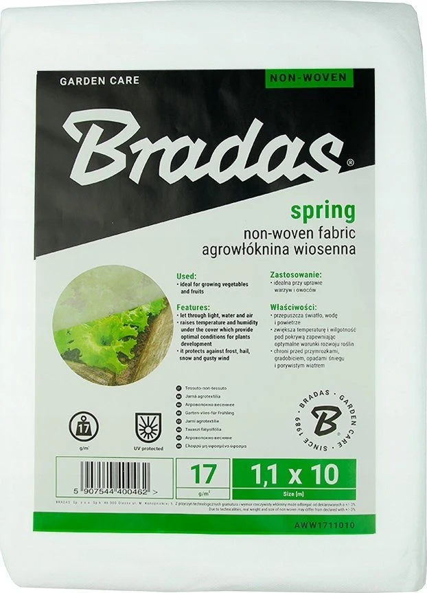 Bradas Balta pavasarinė agrotekstilės plėvelė 1,1 x 10 m 17 g AWW1711010