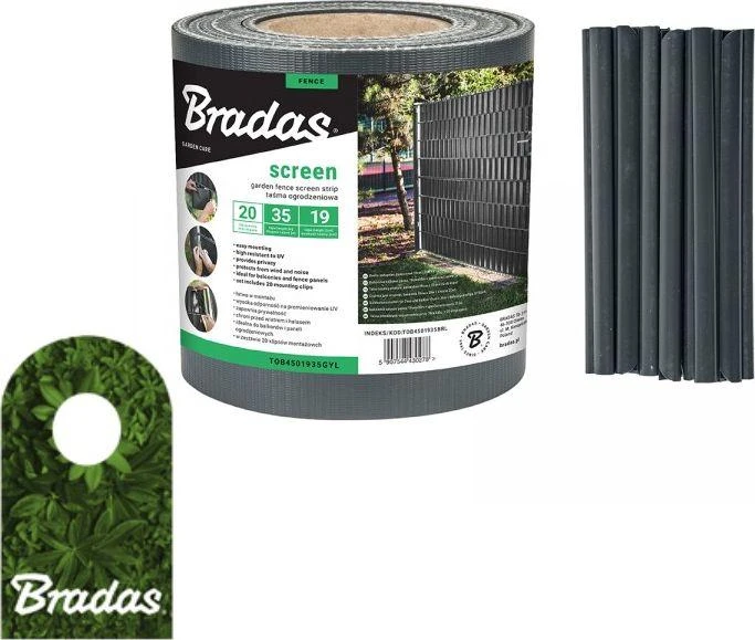 Bradas tvoros juosta 19cm x 35m + 20 laikiklių, pilka RAL7016