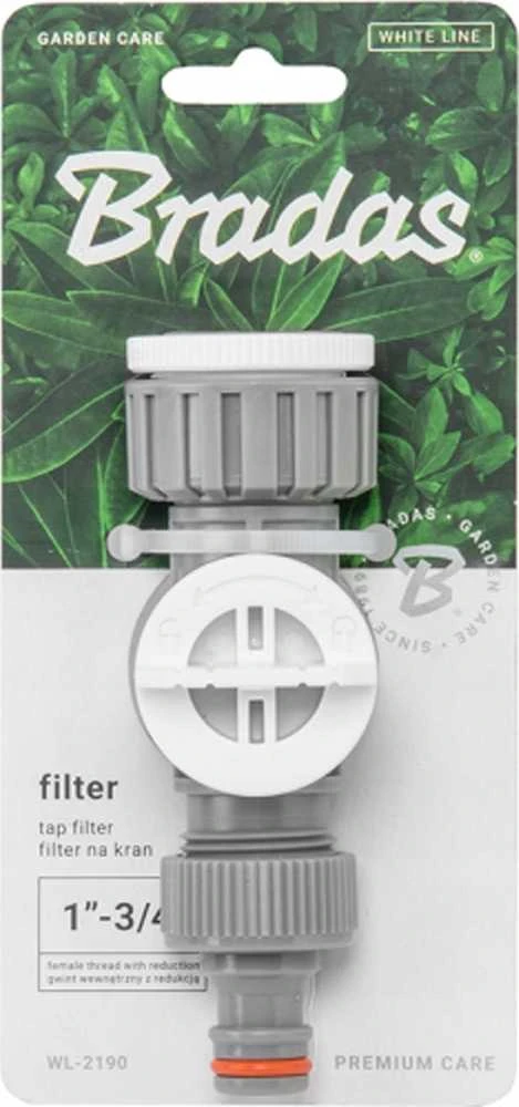 BRADAS FILTRAS ČIAUPUI SU VIDINIU SRIEGIU 1″ SU REDUKCIJA Į 3/4″ /Baltas LINE