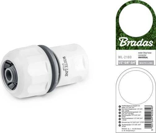 Bradas Universalus sujungimas laistymo žarnai GSV x ½" (13mm) arba ¾" (19mm) su STOP