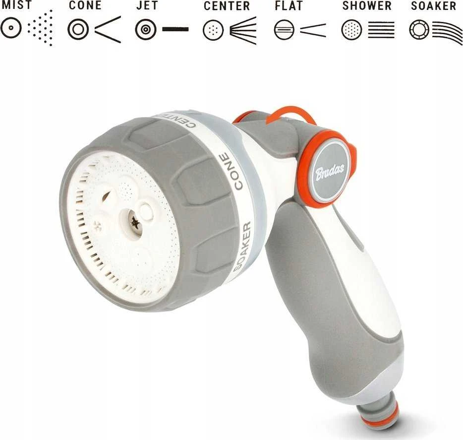 BRADAS 7 funkcijų laistymo pistoletas SMOOTH CONTROL /Baltas LINE